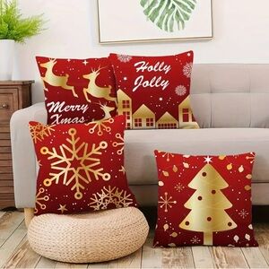 4 Christmas Throw Pillow Covers